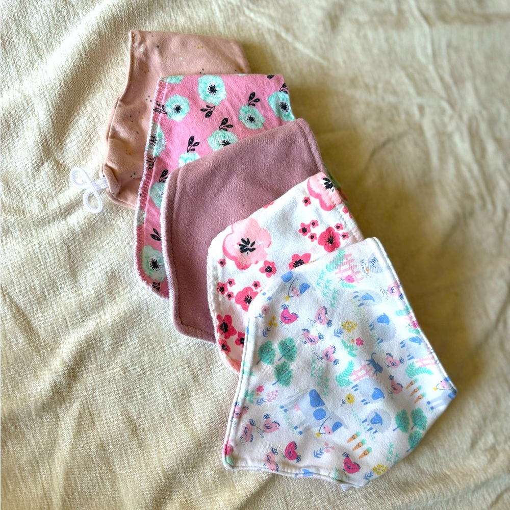 Set of 5 little girls bibs